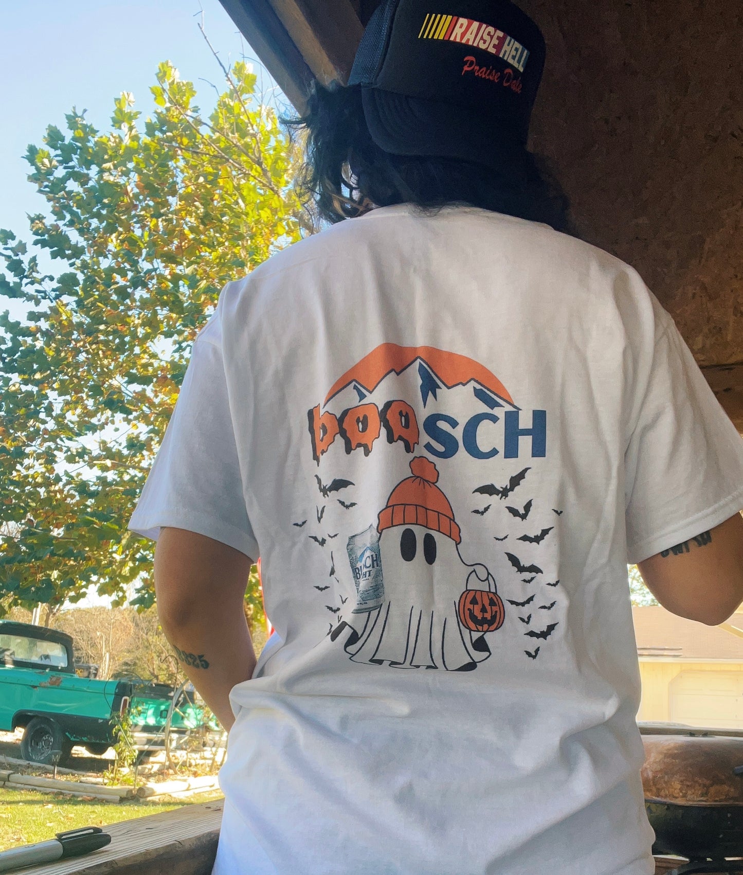 Boosh light tee. Front & back