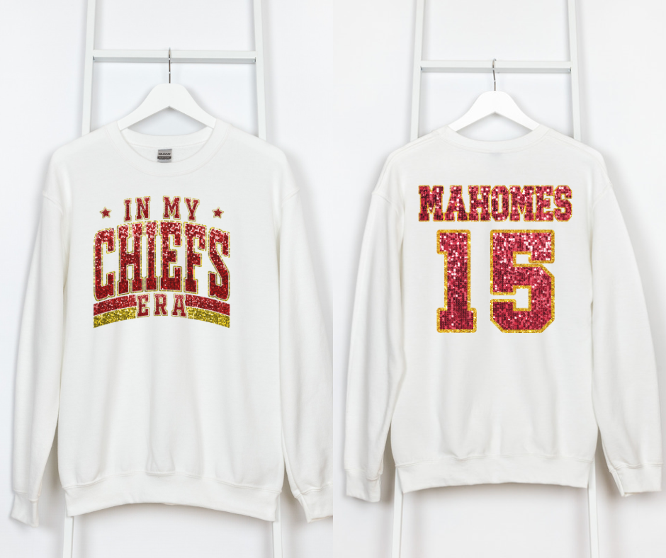 Chiefs Mahomes Faux rhinestone tee/sweatshirt