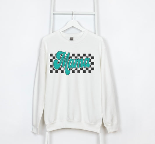 Mama Turquoise Checkered tee/sweatshirt