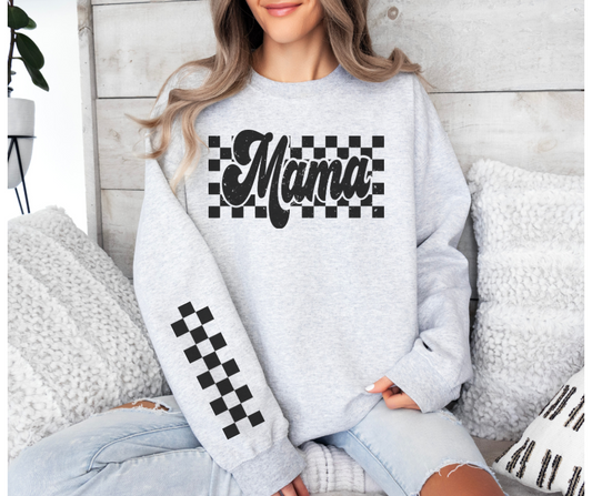 Checkered Mama Sweatshirts W/Check Sleeves