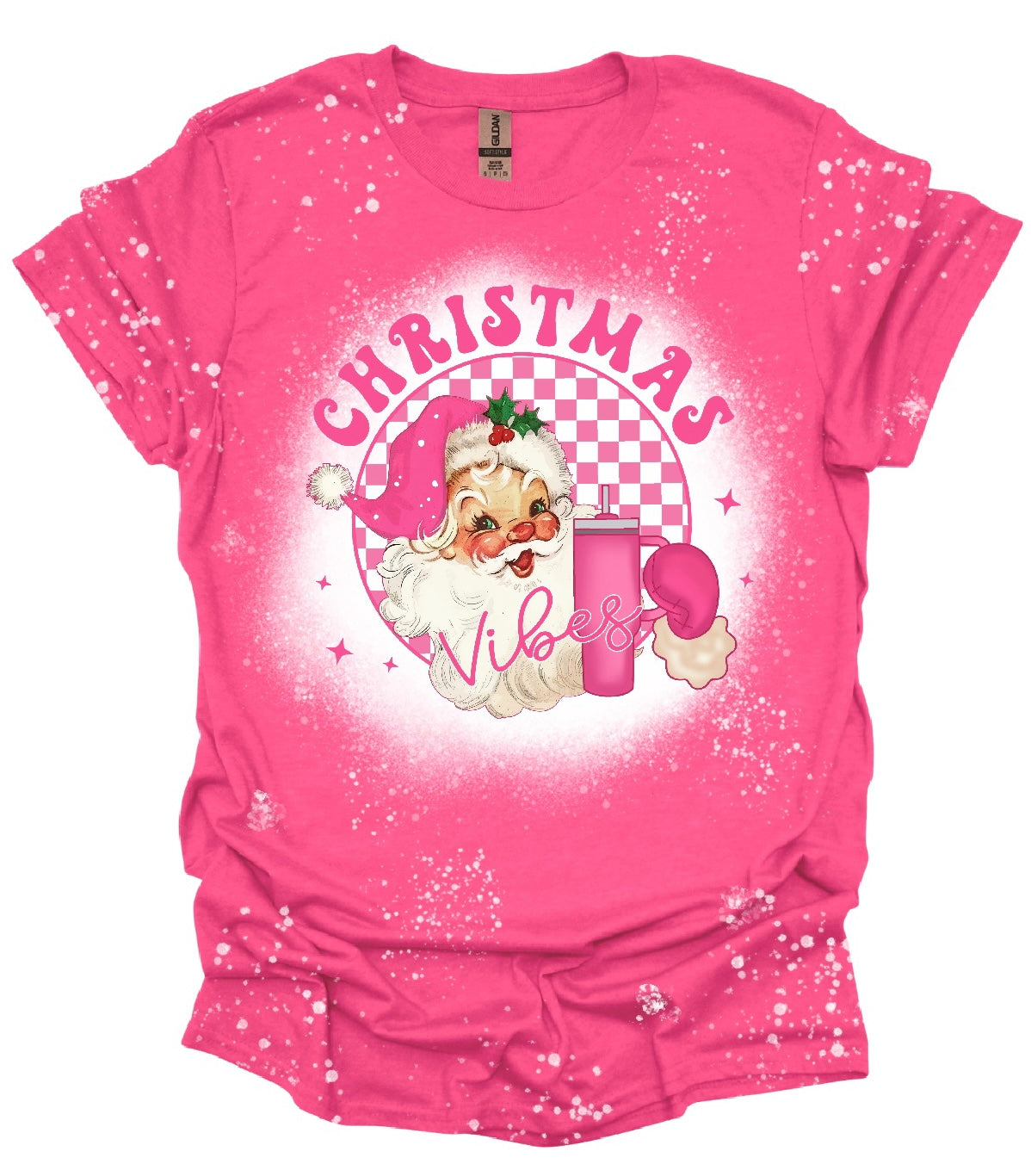 Pink Bleach Distressed Santa